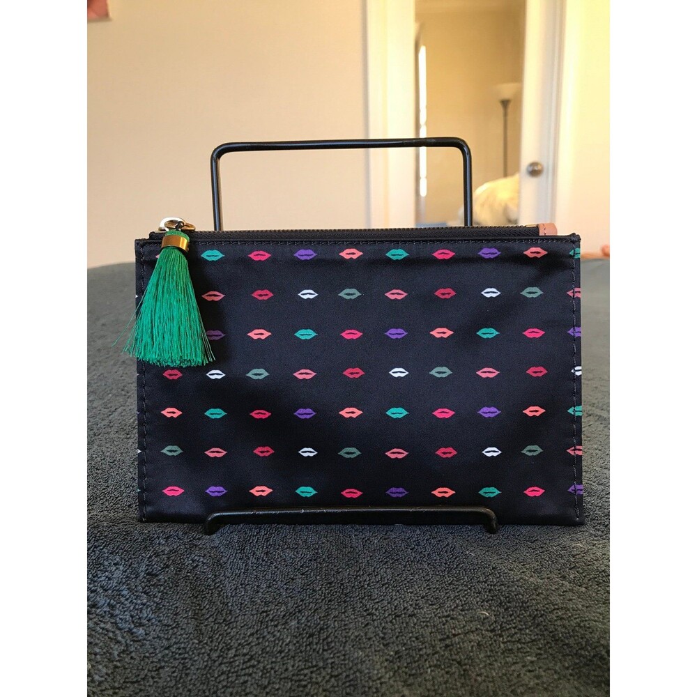 J. Crew Medium pouch clutch in smooch lips print